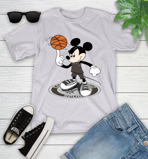 NBA Basketball San Antonio Spurs Cheerful Mickey Disney Shirt Youth T-Shirt 4