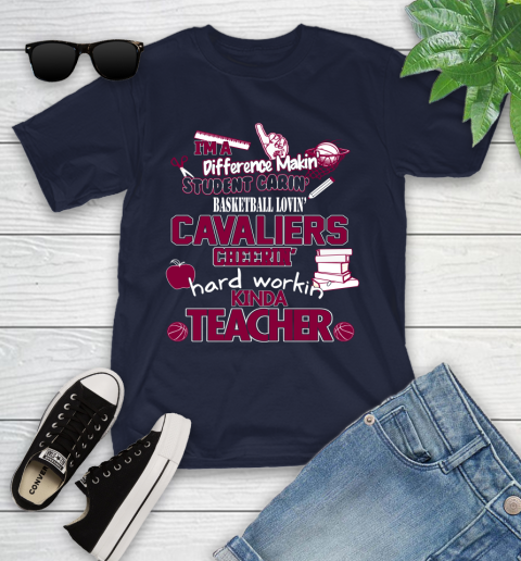 Cleveland Cavaliers NBA I'm A Difference Making Student Caring Basketball Loving Kinda Teacher Youth T-Shirt 2