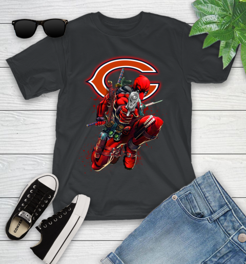 NFL Deadpool Marvel Comics Sports Football Chicago Bears Youth T-Shirt 2