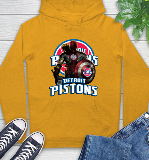 Detroit Pistons NBA Basketball Captain America Thor Spider Man Hawkeye Avengers Hoodie 3
