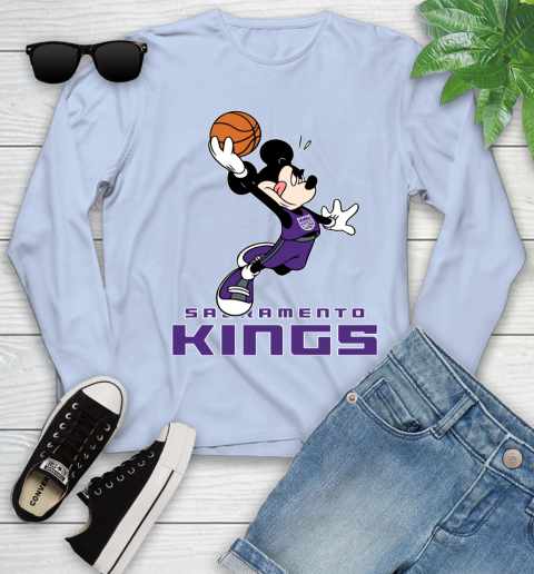 NBA Basketball Sacramento Kings Cheerful Mickey Mouse Shirt Youth Long Sleeve 9