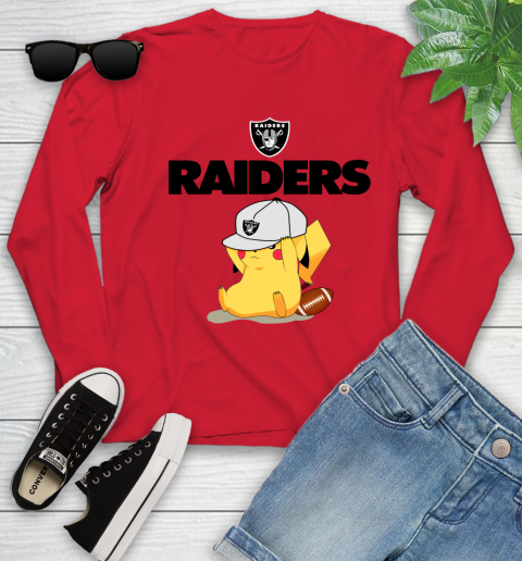NFL Pikachu Football Sports Oakland Raiders Youth Long Sleeve 11