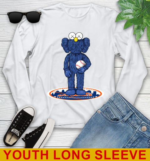 MLB Baseball New York Mets Kaws Bff Blue Figure Shirt Youth Long Sleeve