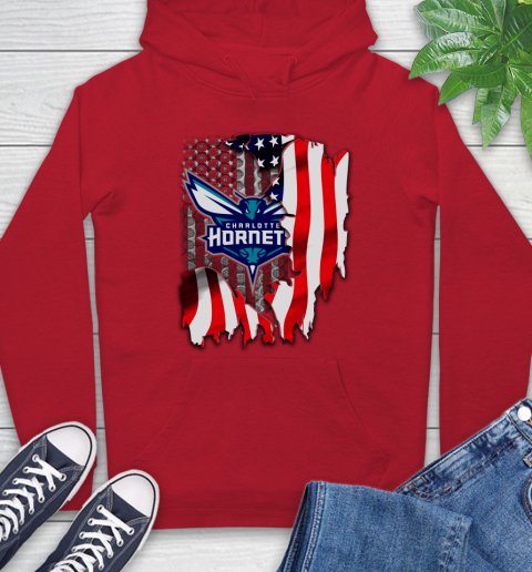 Charlotte Hornets NBA Basketball American Flag Hoodie 10