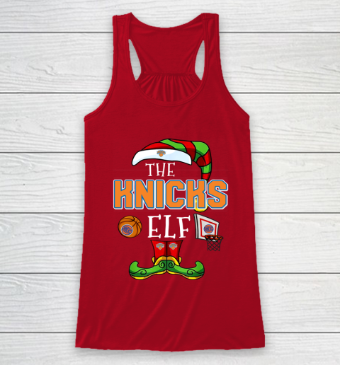 New York Knicks Christmas ELF Funny NBA Racerback Tank 4