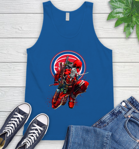 NBA Deadpool Marvel Comics Sports Basketball Detroit Pistons Tank Top 5