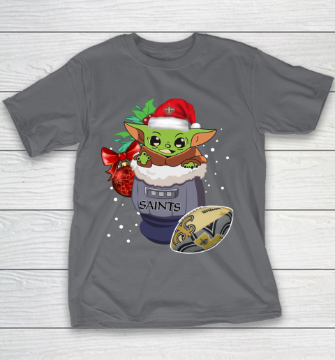 New Orleans Saints Christmas Baby Yoda Star Wars Funny Happy NFL Youth T-Shirt 7