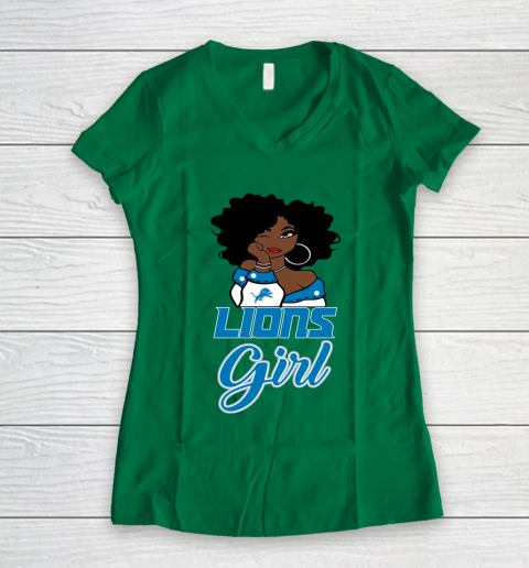 Detroit Lions Girl NFL Women's V-Neck T-Shirt 5