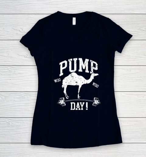 Funny Pump Day Hump Day Camel Weight Lifting Training Gym Women's V-Neck T-Shirt 3 Funny Pump Day Hump Day Camel Weight Lifting Training Gym Women's V-Neck T-Shirt - Image 3