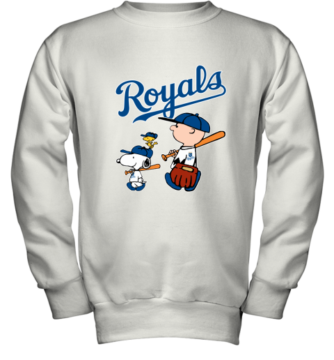Kansas City Royalslet's Play Baseball Together Snoopy MLB Youth Sweatshirt