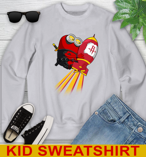NBA Basketball Houston Rockets Deadpool Minion Marvel Shirt Youth Sweatshirt 3