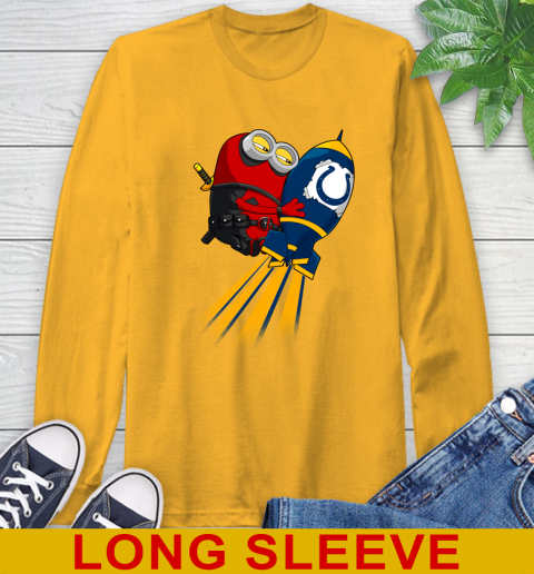 NFL Football Indianapolis Colts Deadpool Minion Marvel Shirt Long Sleeve T-Shirt 3 NFL Football Indianapolis Colts Deadpool Minion Marvel Shirt Long Sleeve T-Shirt - Image 3