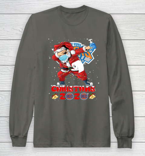 New York Knicks Funny Santa Claus Dabbing Christmas 2020 NBA Long Sleeve T-Shirt 5