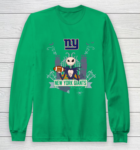 NFL New York Giants Football Jack Skellington Halloween Long Sleeve T-Shirt 4