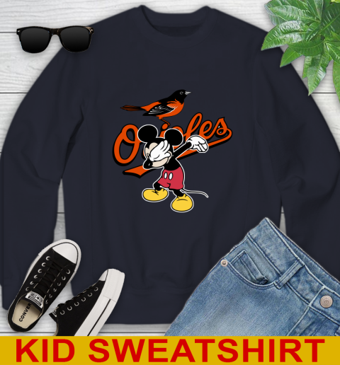 Baltimore Orioles MLB Baseball Dabbing Mickey Disney Sports Youth Sweatshirt 3