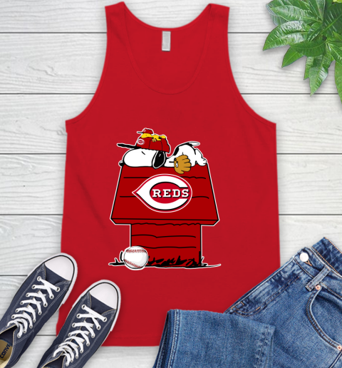 MLB Cincinnati Reds Snoopy Woodstock The Peanuts Movie Baseball T Shirt Tank Top 6