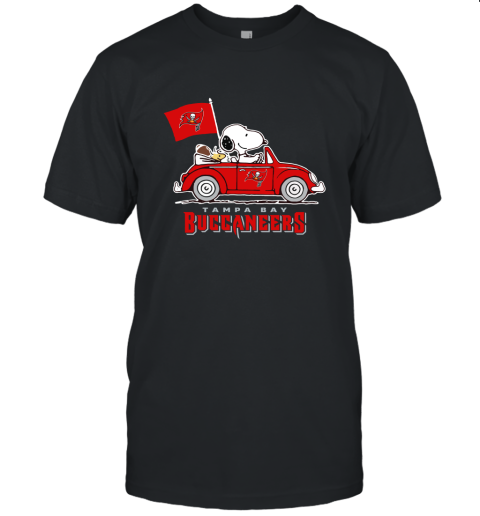 Snoopy And Woodstock Ride The Tampa Bay Buccaneers Car NFL Unisex Jersey Tee