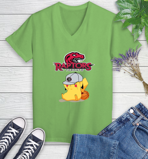 NBA Pikachu Basketball Sports Toronto Raptors Women's V-Neck T-Shirt 11