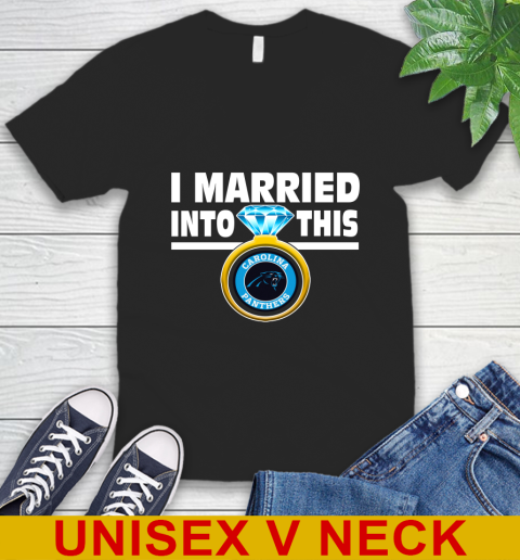 Carolina Panthers NFL Football I Married Into This My Team Sports V-Neck T-Shirt