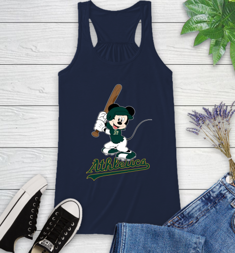 MLB Baseball Oakland Athletics Cheerful Mickey Mouse Shirt Racerback Tank 11