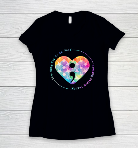 Semicolon Heart Suicide Prevention Mental Health Awareness Women's V-Neck T-Shirt
