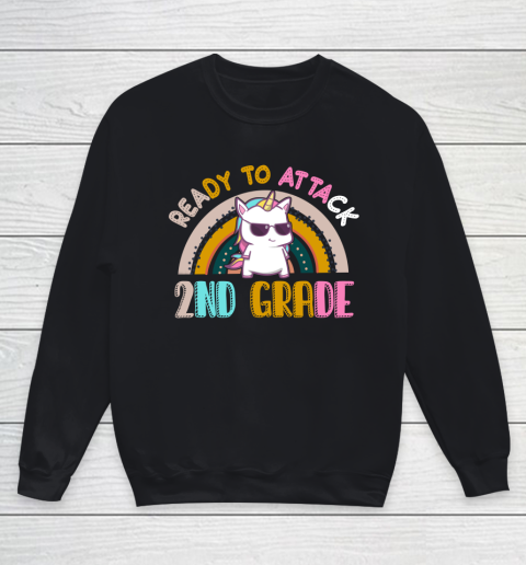 Back to school shirt Ready To Attack 2nd grade Unicorn Youth Sweatshirt