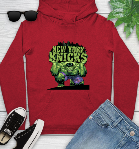 New York Knicks NBA Basketball Incredible Hulk Marvel Avengers Sports Youth Hoodie 11