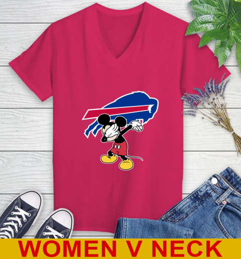 Buffalo Bills NFL Football Dabbing Mickey Disney Sports Women's V-Neck T-Shirt 10