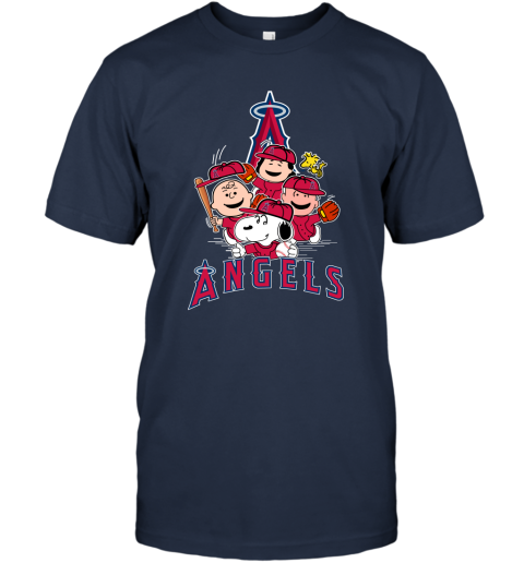 MLB Los Angeles Angels Snoopy Charlie Brown Woodstock The Peanuts Movie  Baseball T Shirt - Rookbrand
