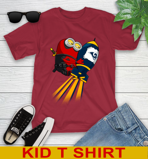 NFL Football Los Angeles Rams Deadpool Minion Marvel Shirt Youth T-Shirt - Image 13