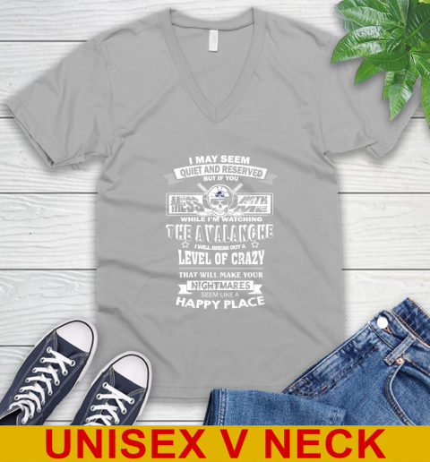 Colorado Avalanche NHL Hockey If You Mess With Me While I'm Watching My Team V-Neck T-Shirt - Image 4