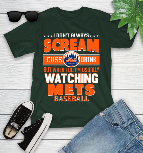 New York Mets MLB I Scream Cuss Drink When I'm Watching My Team Youth T-Shirt 5