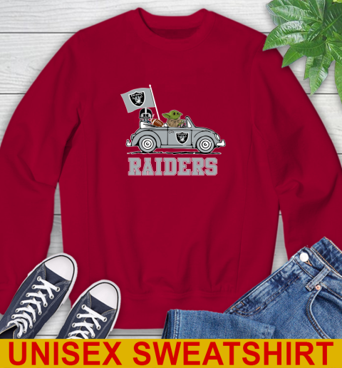NFL Football Oakland Raiders Darth Vader Baby Yoda Driving Star Wars Shirt Sweatshirt 7