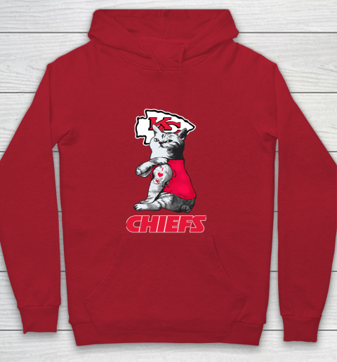 NFL Football My Cat Loves Kansas City Chiefs Youth Hoodie 7