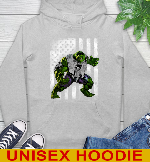 Brooklyn Nets Hulk Marvel Avengers NBA Basketball American Flag Hoodie 6