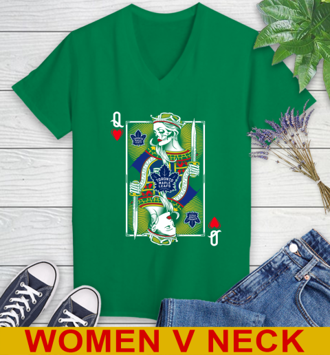 NHL Hockey Toronto Maple Leafs The Queen Of Hearts Card Shirt Women's V-Neck T-Shirt 5