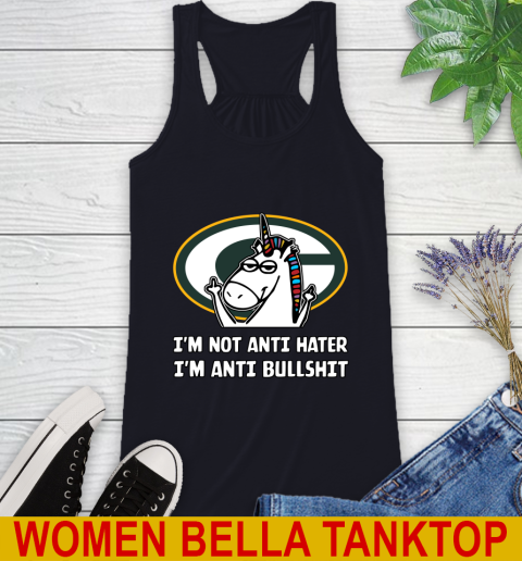 Green Bay Packers NFL Football Unicorn I'm Not Anti Hater I'm Anti Bullshit Racerback Tank 10
