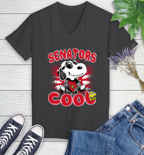NHL Hockey Ottawa Senators Cool Snoopy Shirt Women's V-Neck T-Shirt 6