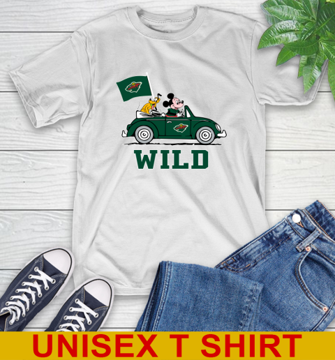 NHL Hockey Minnesota Wild Pluto Mickey Driving Disney Shirt T-Shirt