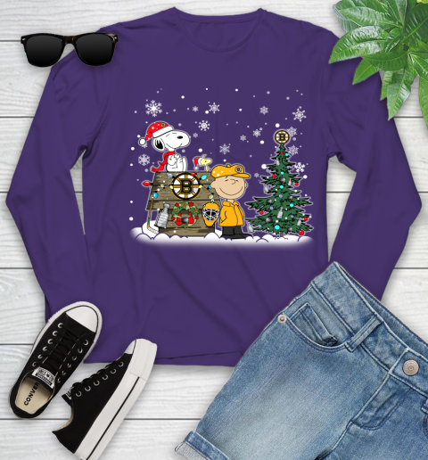 NHL Boston Bruins Snoopy Charlie Brown Woodstock Christmas Stanley Cup Hockey Youth Long Sleeve 4