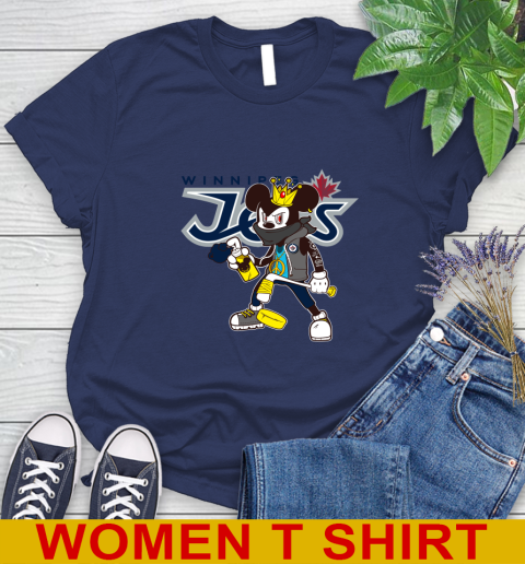 Winnipeg Jets NHL Hockey Mickey Peace Sign Sports Women's T-Shirt 12