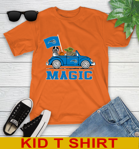 NBA Basketball Orlando Magic Darth Vader Baby Yoda Driving Star Wars Shirt Youth T-Shirt 7