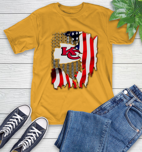 Kansas City Chiefs NFL Football American Flag T-Shirt 2