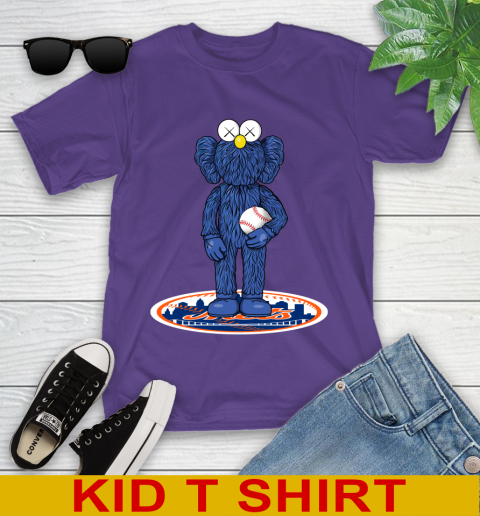 MLB Baseball New York Mets Kaws Bff Blue Figure Shirt Youth T-Shirt 4