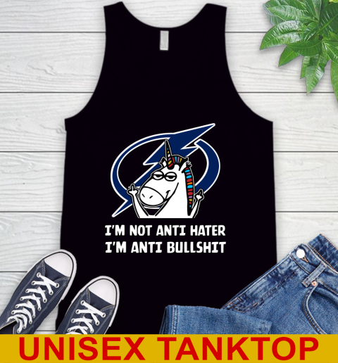 Tampa Bay Lightning NHL Hockey Unicorn I'm Not Anti Hater I'm Anti Bullshit Tank Top 2