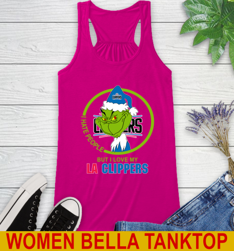 LA Clippers NBA Christmas Grinch I Hate People But I Love My Favorite Basketball Team Racerback Tank 8