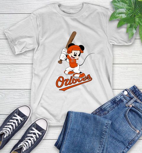 MLB Baseball Baltimore Orioles Cheerful Mickey Mouse Shirt T-Shirt 2