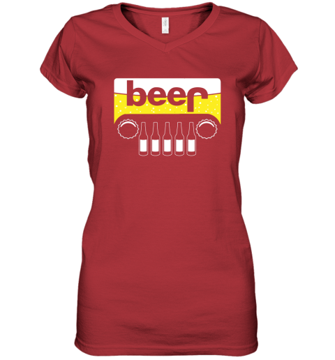 tnjh beer and jeep shirts women v neck t shirt 39 front red