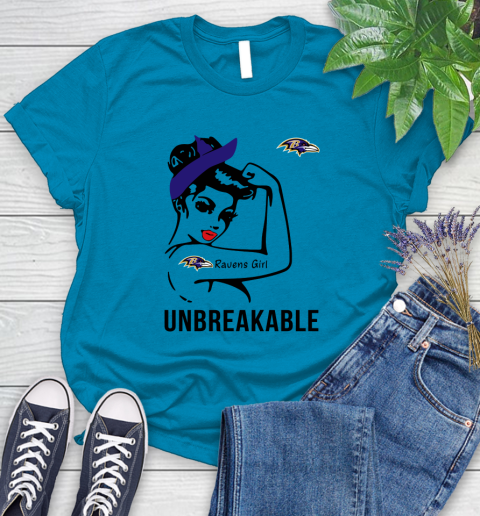 NFL Baltimore Ravens Girl Unbreakable Football Sports Women's T-Shirt 5