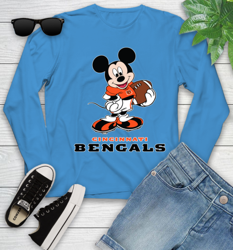 NFL Football Cincinnati Bengals Cheerful Mickey Mouse Shirt Youth Long Sleeve 7